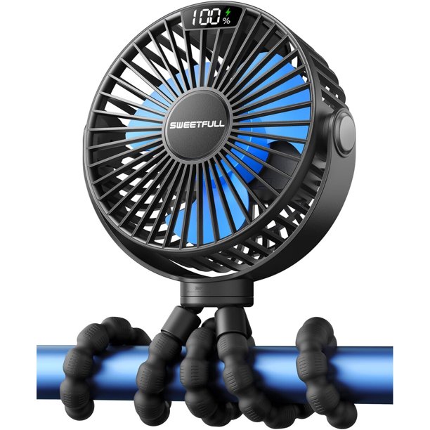 Ventilador para cochecito SWEETFULL S3 de 4000 mAh con pantalla LED y 4 velocidades