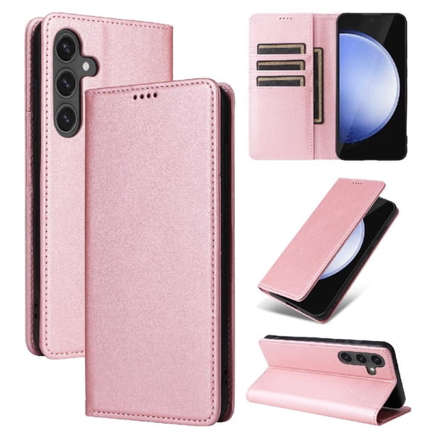 Funda Cartera para Samsung Galaxy S25 FE con Ranuras Tarjetas y Soporte - Protección Completa Oro rosa