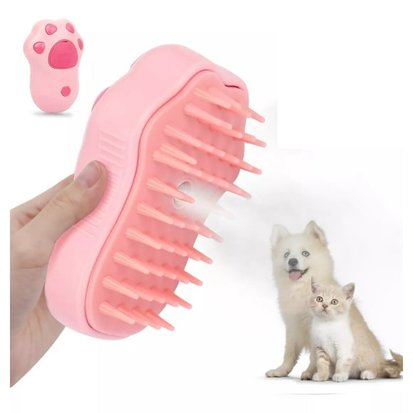 Cepillo Automático Para Gatos A Vapor 3 En 1 Color Rosa