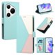 thumbnail image 1 of Funda Cartera Tricolor para Huawei Pura 80 Pro con Ranuras, Verde, 1 of 6