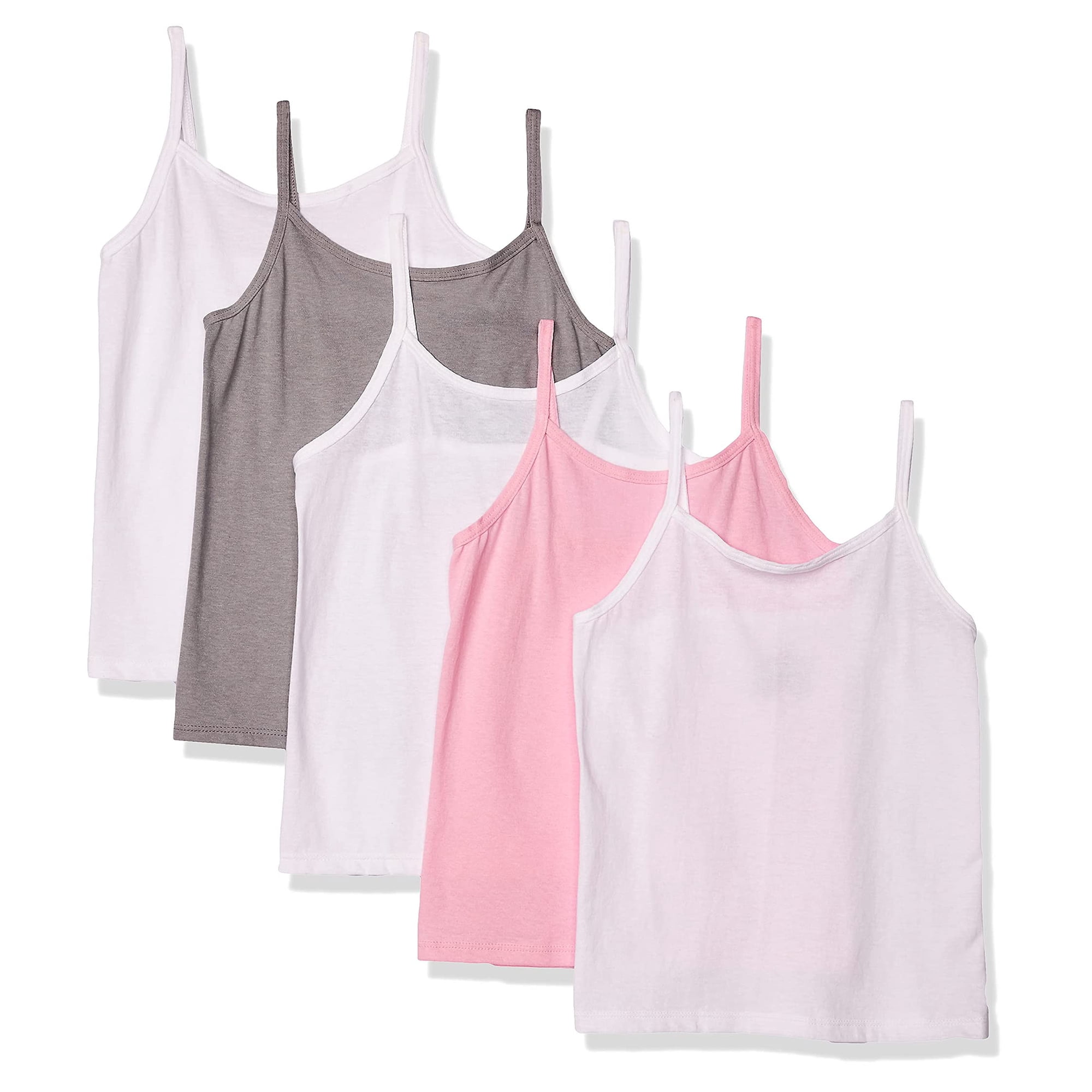 Camisetas Hanes De Algodón Sin Etiqueta Para Niñas, Paquete De 5 Unidades, Talla Pequeña