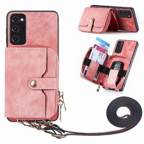 Funda Tipo Cartera con Correa Cruzada para Samsung Galaxy S20 FE Protección Contra Golpes Rosa