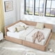 thumbnail image 1 of Queen Size Storage Upholstered Tufted Bed Frame, Sofa Bed Frame with Comfortable Backrest and Armrests, Queen Size Bed for Bedroom, Living Room,Velvet, PINK(85.5''*64.5''*29.5''), 1 of 3