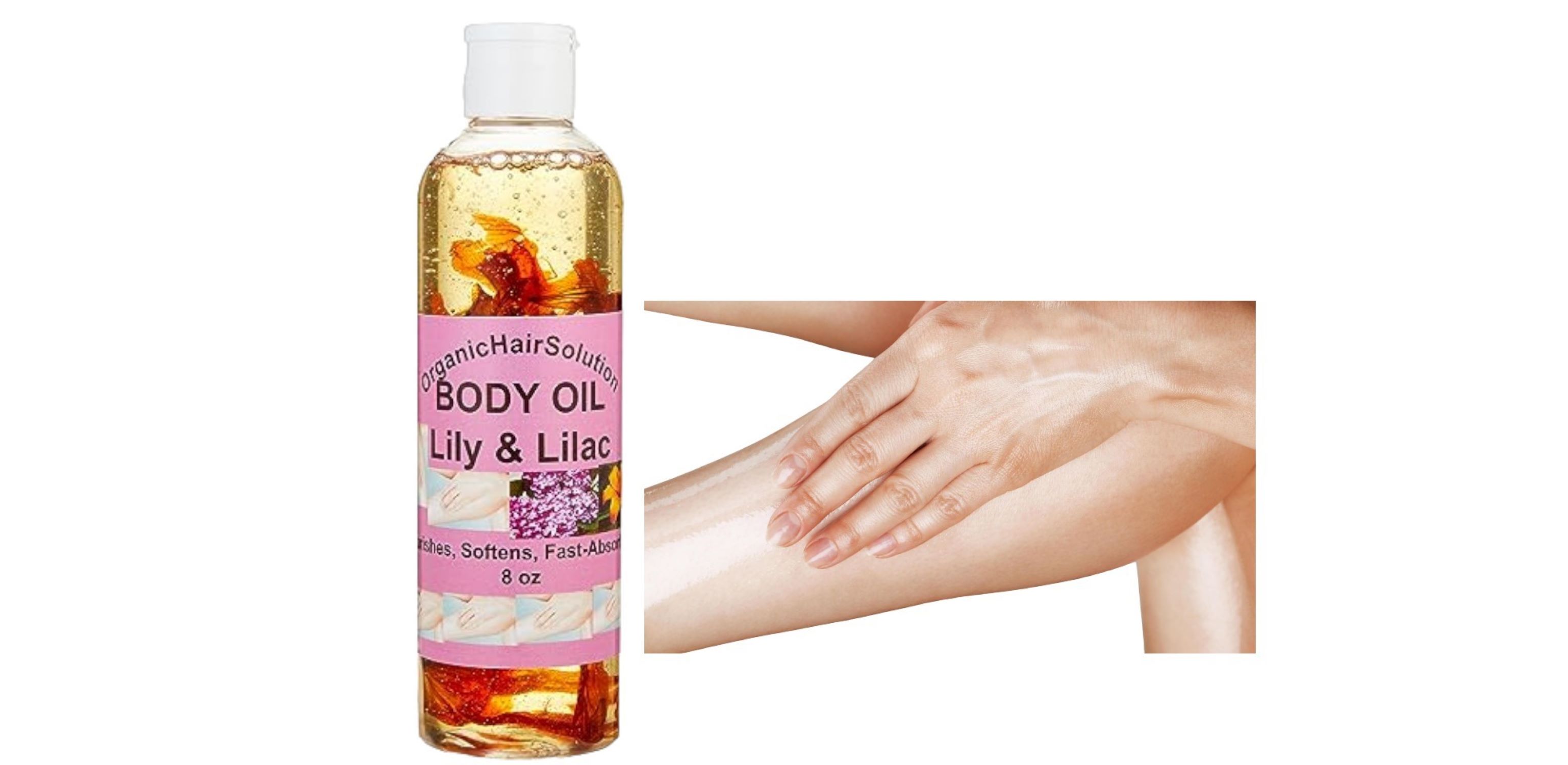 Organic Hair Solution - Aceite Corporal Nutritivo (Lirio Y Lila) Fórmula A Base De Plantas, Crema Hidratante Para Piel Seca Y Aceite De Masaje Corporal Hidratante (8 Oz)