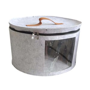 Magideal - Caja De Fieltro Para Sombreros, Organizador, Cubo, Bolsa De Transporte, Contenedor Para Armario, Organizador Redondo De Fieltro Para Ropa, Oficina, Vi Gris Claro