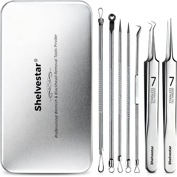 Kit Extractor de Puntos Negros Shelvestar de Acero Inoxidable