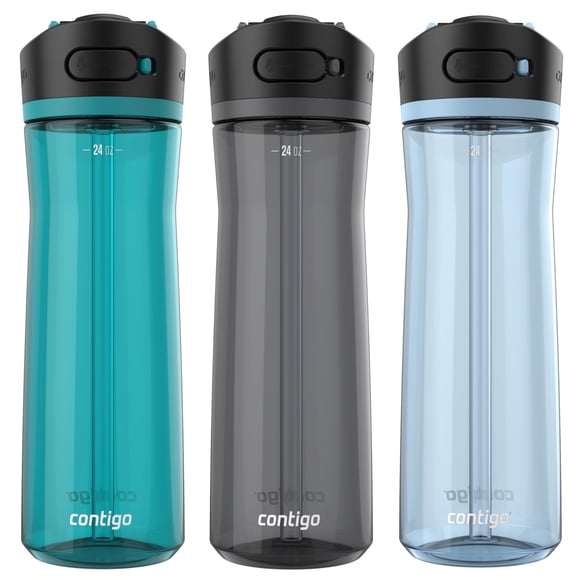Botella de agua Contigo AUTOSPOUT, 710 ml, diseño a prueba de fugas, paquete de 3