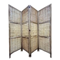 Oem - Biombo Resistente 4 Paneles Bambu Tejido 160Cmx170Cm