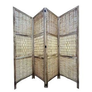 Oem - Biombo Resistente 4 Paneles Bambu Tejido 160Cmx170Cm