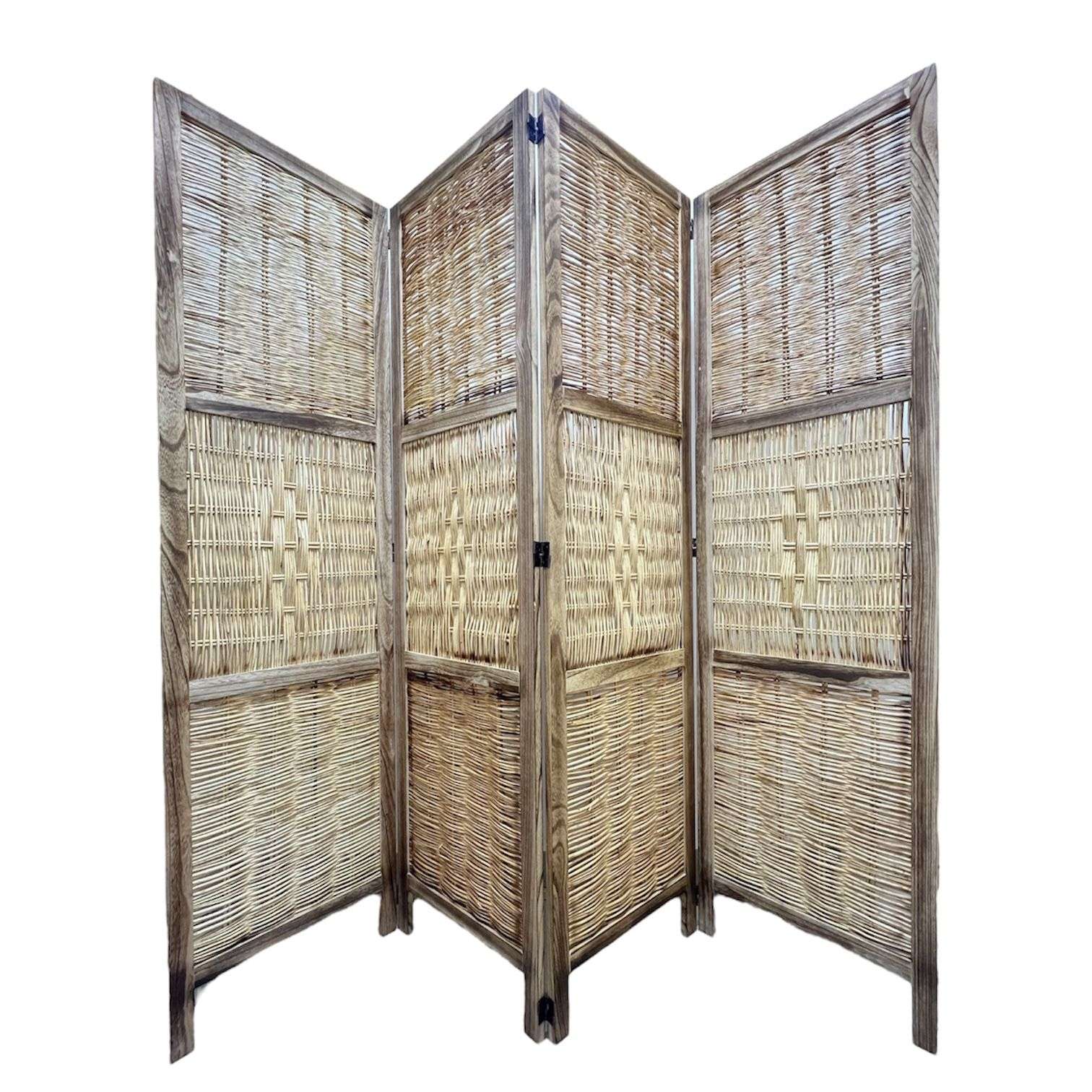 Oem - Biombo Resistente 4 Paneles Bambu Tejido 160Cmx170Cm