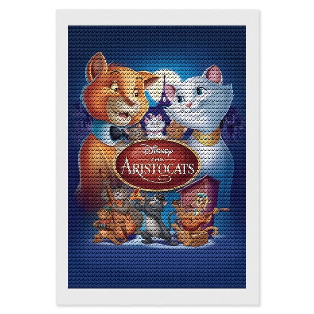 Los Aristogatos Kits de Pintura de Diamantes para Adultos 5D DIY Diamond Art Kits Full Drill Diamond Dots para Regalo Decoración de Pared y Relajación Artes de Gemas 20*30cm