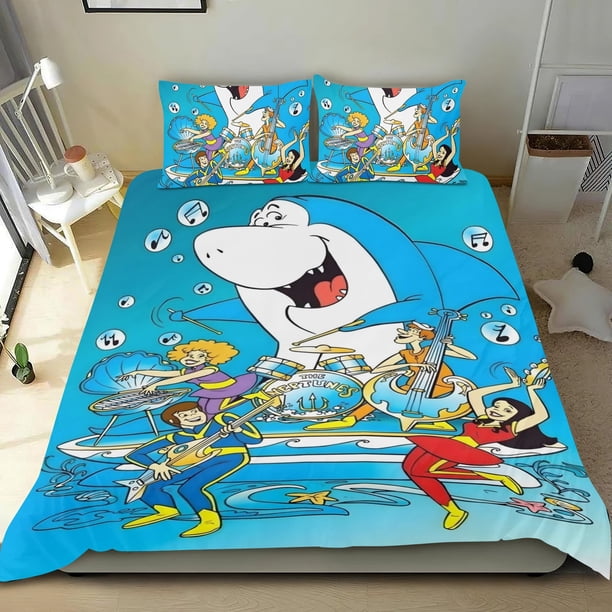 Mandíbula Conjunto de sábanas temático, trío de piezas, cómodo y amigable con la piel, diseño único, regalo de decoración para el hogar para familiares, amigos y fans, 90 cm * 190 cm