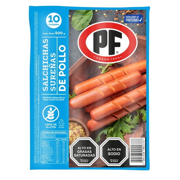 Salchichas Sureñas de Pollo 10 Un, 500 g