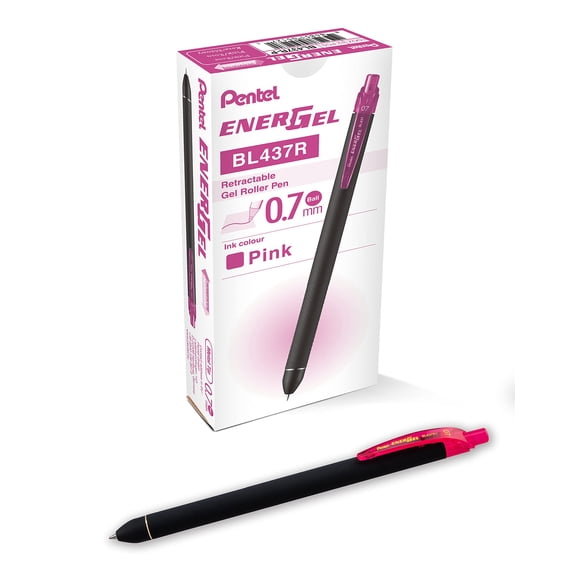Bolígrafo Energel Kuro Gel Líquido 0 7 Mm Tinta Rosa Paquete De 12
