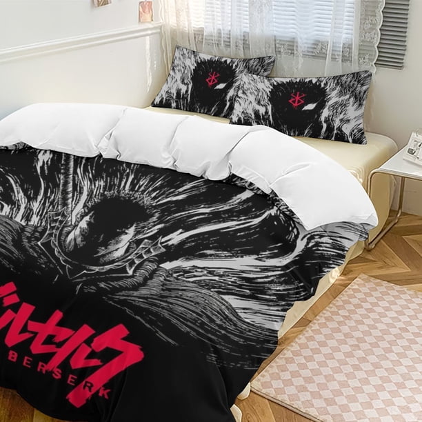 x556 Anime Berserk 3-Piece Bedding Set Warm And Comfortable Soft Duvet Cover Bed Set with 1 Duvet Cover And 2 Pillowcases for Bedroom b556