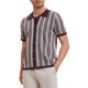 thumbnail image 5 of INSPIRE CHIC Polo de Punto a Rayas para Hombre de Verano con Mangas Cortas y Botones Abajo Camisas Polo de Jacquard XL Marrón Claro, 5 of 6