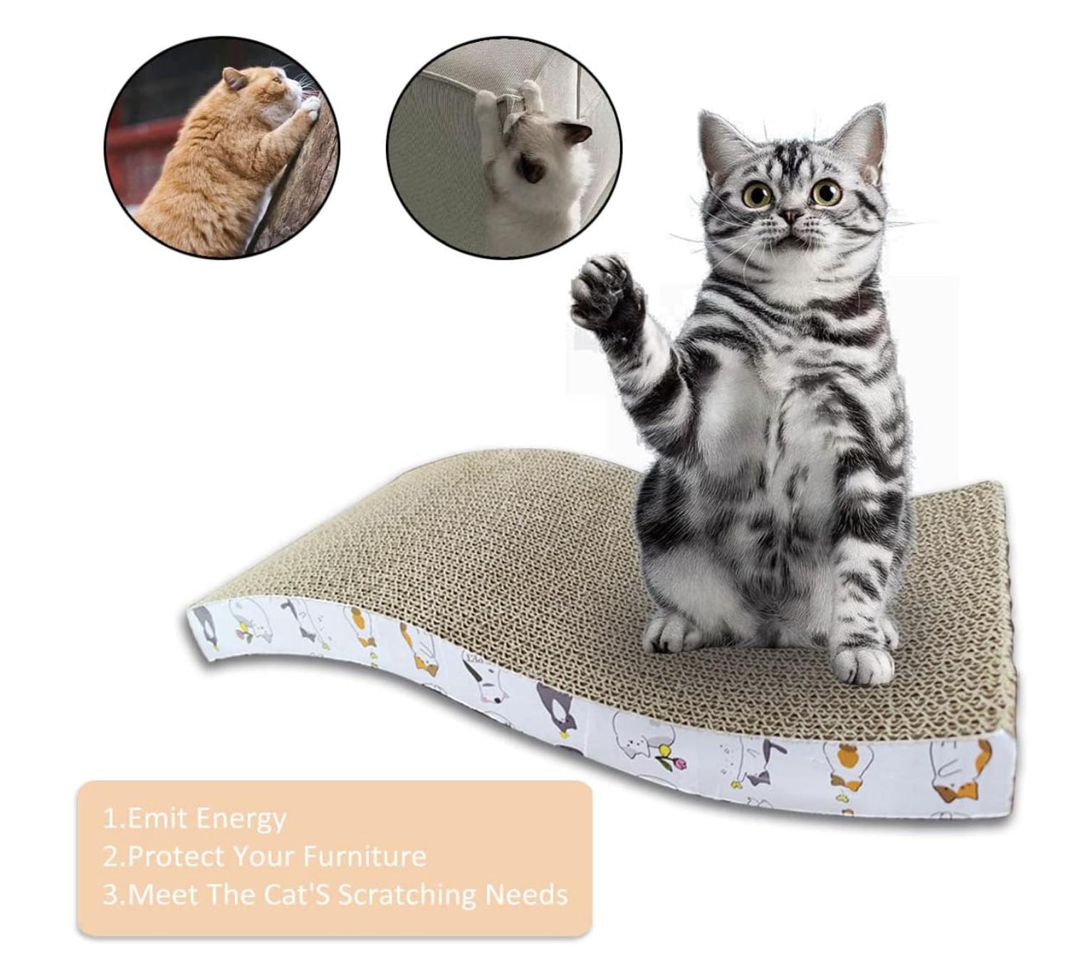 Mondo Mascota - Rascador Gatos Cartón Corrugado + Sobre Catnip Hierba Gatera