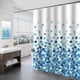 thumbnail image 1 of Cortina de baño impermeable con diseño de flores azules, lavable, de tela, con 12 anillas., 1 of 5