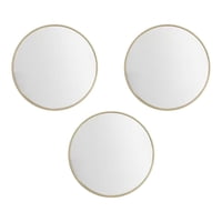 Diorama - Set De 3 Espejos Decorativos De Pared Dorados Diseño Redondo