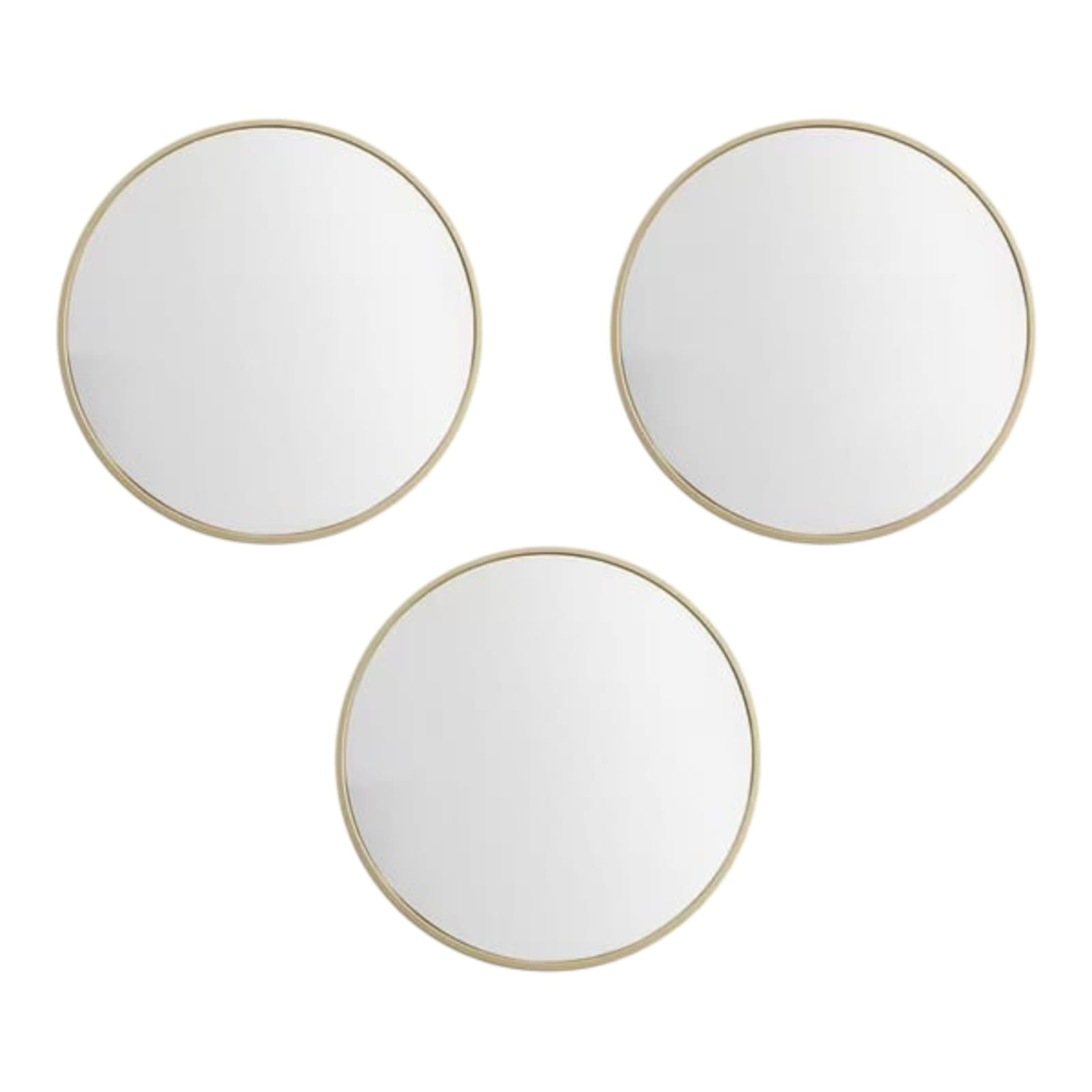 Diorama - Set De 3 Espejos Decorativos De Pared Dorados Diseño Redondo