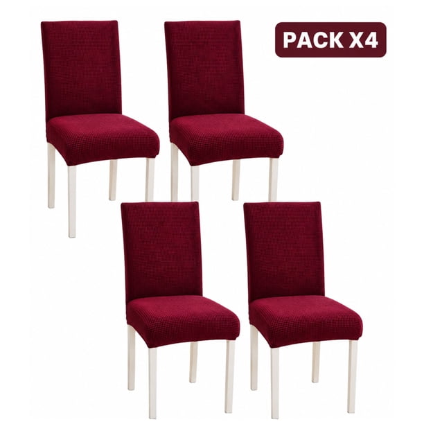 Packx4 De Fundas Para Silla Elástica Ajustable Texturizada Burdeo