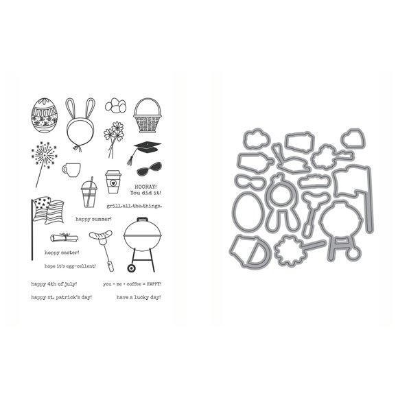 Set combinado de sellos y troqueles Ellen Hutson Bear Ware 3 Essentials