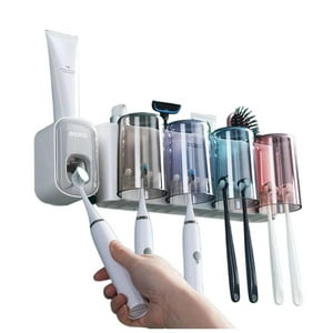 Genérico - Dispensador Pasta Dental Y Porta Cepillos De Dientes Blanco