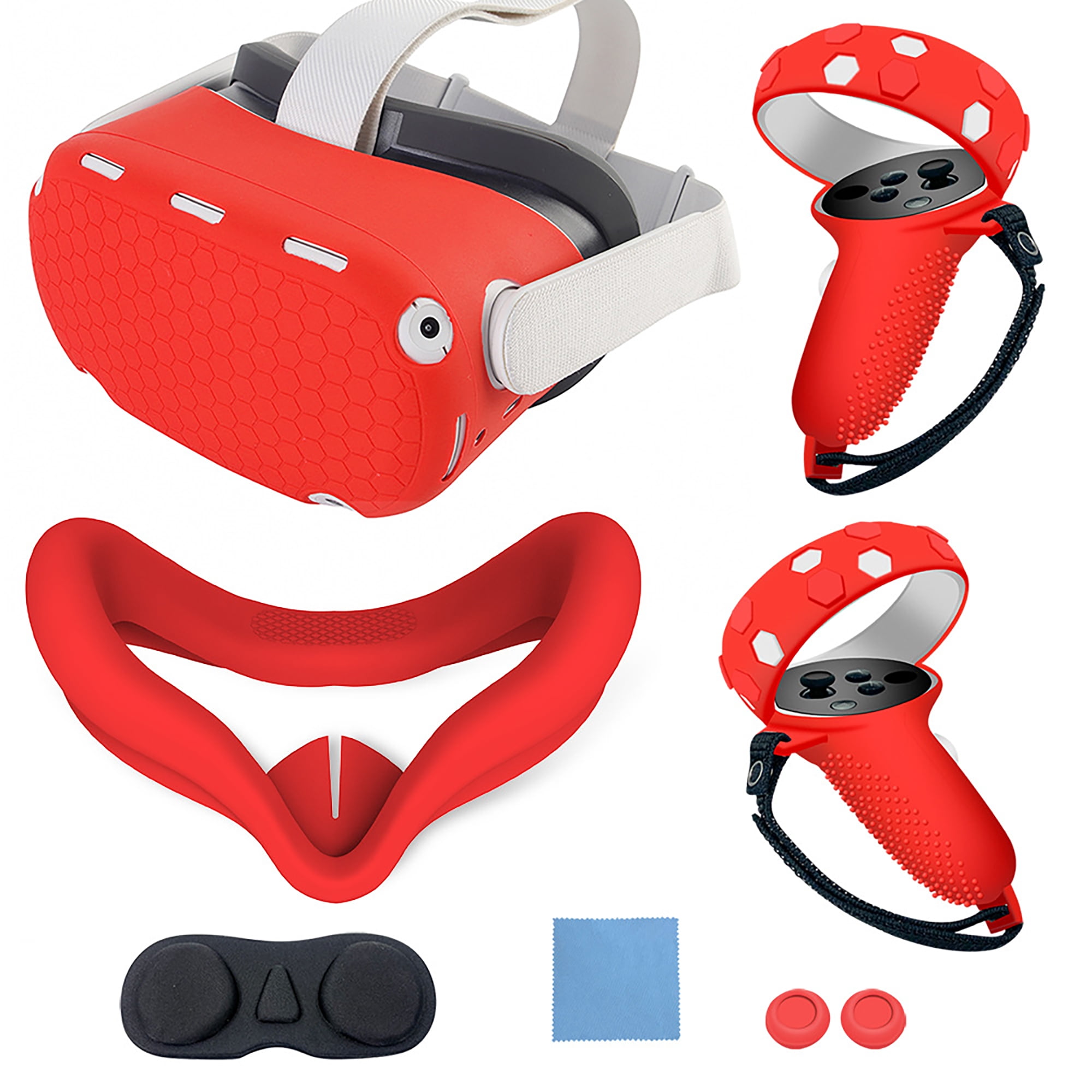 Genérico - Juego De Fundas De Silicona Para Quest 2, Funda Protectora De Vr Que Incluye Funda Frontal Y Funda De Agarre Para Controladores, Funda Para La Cara, Funda Protectora De Lentes
