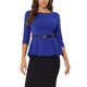 thumbnail image 1 of INSPIRE CHIC Blusas Peplum para Mujeres Regreso a Clases Atuendo de Maestra Manga 3/4 Blusa Elegante de Trabajo con Cinturón S Azul, 1 of 6