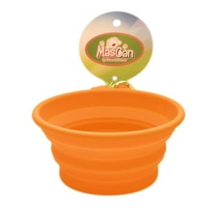 Mascan - Plato Plegable Silicona Simple Naranjo Talla L Perro