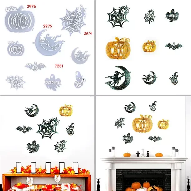 Plantilla De Decoración De Pared De Halloween Calavera Araña