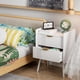 thumbnail image 4 of Mesita de noche moderna blanca Aenuert con 2 cajones de almacenamiento, pequeña mesa auxiliar de madera para dormitorio, estudio y espacios reducidos, 4 of 9