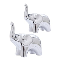 Magideal - Estatuilla De Moderna De 2 Uds., Estatua De Animal, Artesanía De La , Cerámica Para Armario De Tv, Estante, Decoración Para Comedor Plata