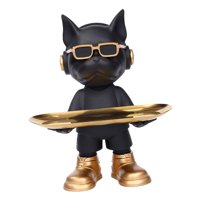 Magideal - Bandeja De Almacenamiento Para Perros, Contenedor De Artículos Diversos, Figurita Creativa, Bandeja Decorativa Para Frutas, Organizador De Escritorio , Negro