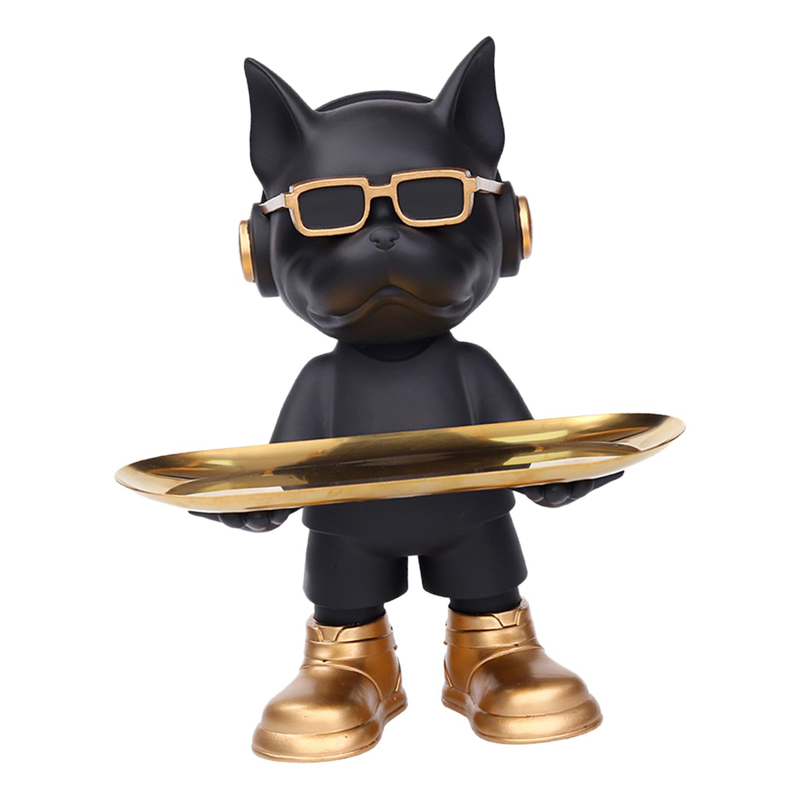 Magideal - Bandeja De Almacenamiento Para Perros, Contenedor De Artículos Diversos, Figurita Creativa, Bandeja Decorativa Para Frutas, Organizador De Escritorio , Negro
