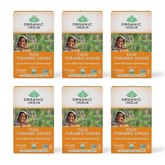 Té de hierbas ORGANIC INDIA Tulsi, cúrcuma y jengibre, 108 bolsas de infusión