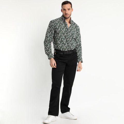 Truval - Camisa Trevira Estampada Verde Musgo Verde Oscuro S