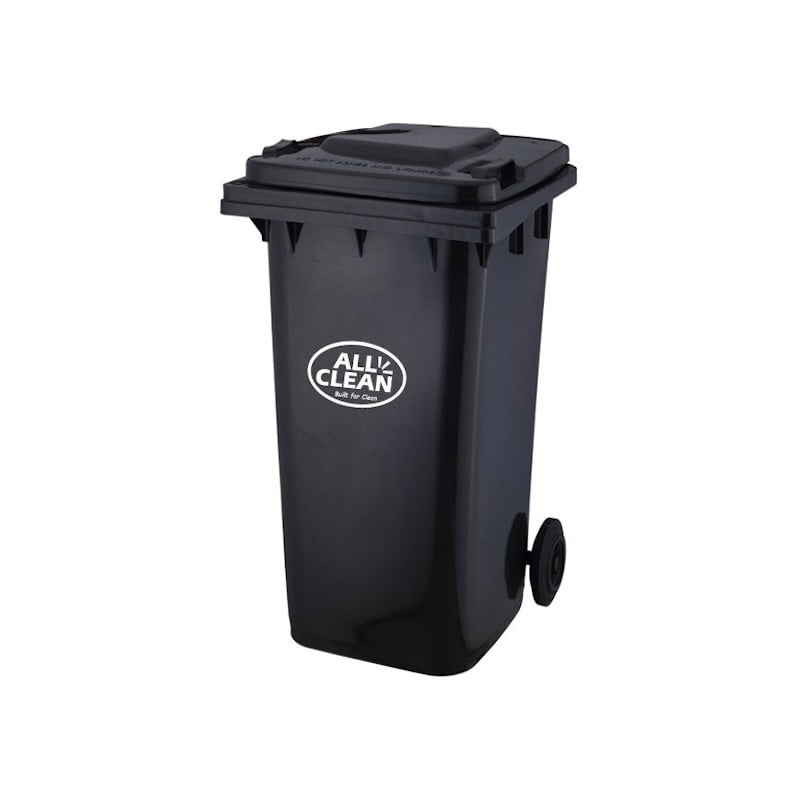 All Clean - Basurero Contenedor 120 Litros Gris Oscuro Con Ruedas