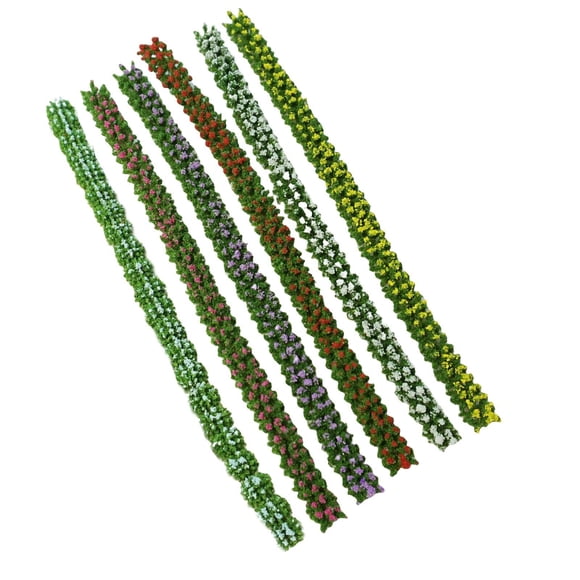 6 Tiras De Flores De Colores En Miniatura, Modelo De Arbusto Para Diorama De Tren Ferroviario, 1 Cm De Ancho