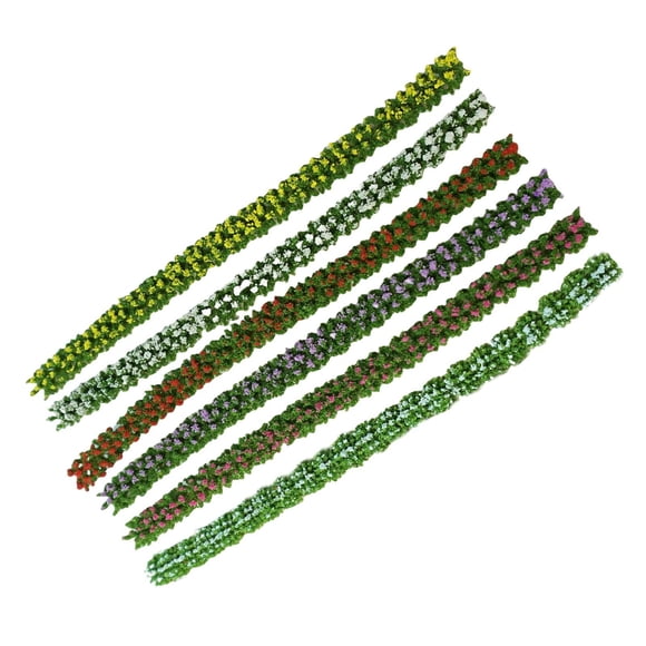 6 Tiras De Flores De Colores En Miniatura, Modelo De Arbusto Para Diorama De Tren Ferroviario, 0,7 Cm De Ancho