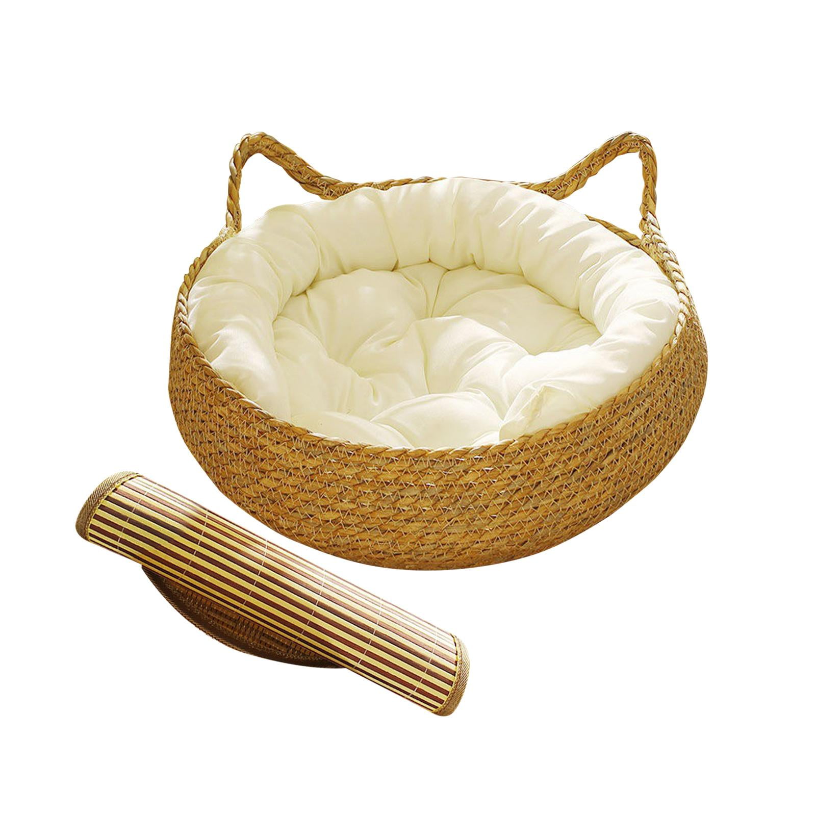 Ioensy - Cesta Para Cama De Gato, Tabla Rascadora Para Gatitos, Perros Pequeños, Gatos De Interior, Almohada Blanca De 38x13cm