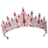 Magideal - Coronas De Boda De Diamantes De Imitación, Corona De Princesa, Accesorios Para El Cabello, Diadema Para La Cabeza, Corona Nupcial, Tiara De Cumpleaños Rojo