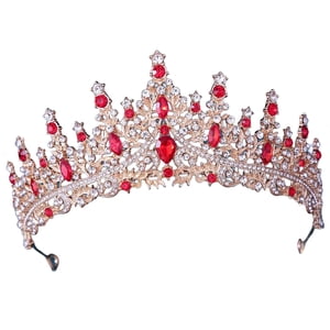 Magideal - Coronas De Boda De Diamantes De Imitación, Corona De Princesa, Accesorios Para El Cabello, Diadema Para La Cabeza, Corona Nupcial, Tiara De Cumpleaños Rojo
