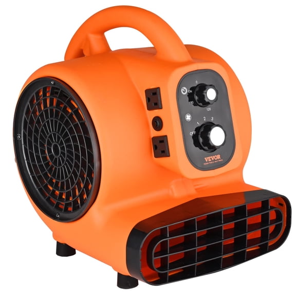 VEVOR Air Mover, 1/4 HP 1000 CFM Carpet Dryer for Cooling and Ventilating, Portable Floor Blower Fan with 4 Blowing Angles and Time Function, for Janitorial, Home, Commercial Use, ETL Certified