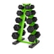 thumbnail image 1 of Juego De Mancuernas De 150 Lb Con Recubrimiento Hexagonal Y Rack Verde, 1 of 8