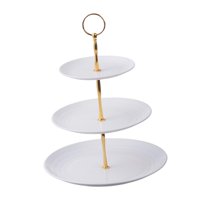 Magideal - Soporte Para Repostería, Platos Para Aperitivos De Frutas, Decoración De Mesa De 3 Niveles, Plato Para Servir Fiestas De Té, Soporte Para Cupcakes, Pilar Áureo