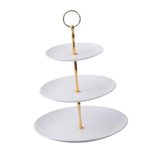 Magideal - Soporte Para Repostería, Platos Para Aperitivos De Frutas, Decoración De Mesa De 3 Niveles, Plato Para Servir Fiestas De Té, Soporte Para Cupcakes, Pilar Áureo