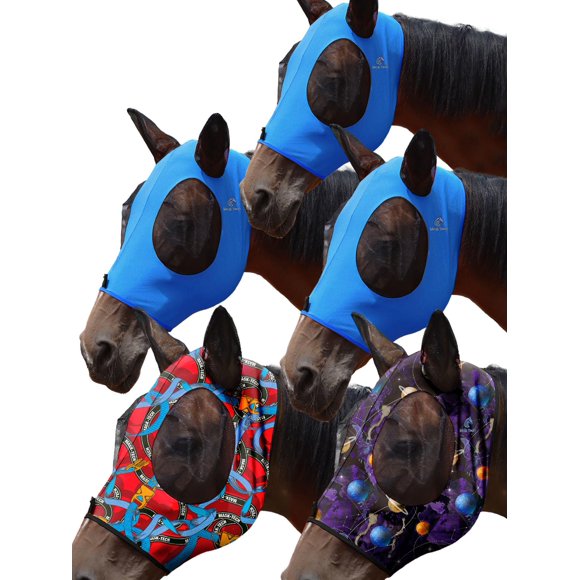 Máscaras antimoscas para caballo Mask-Tech, paquete de 5, elásticas, con protección UV