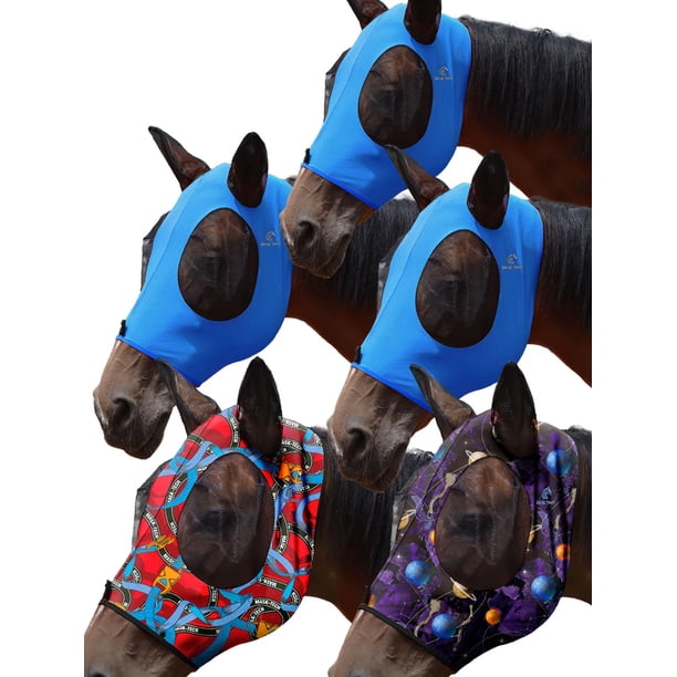 Máscaras antimoscas para caballo Mask-Tech, paquete de 5, elásticas, con protección UV