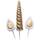 thumbnail image 2 of Adorno para tarta de unicornio, hecho a mano, dorado, con forma de cuerno de unicornio reutilizable, orejas y pestañas, ideal para fiestas de cumpleaños y bodas (dorado)., 2 of 7